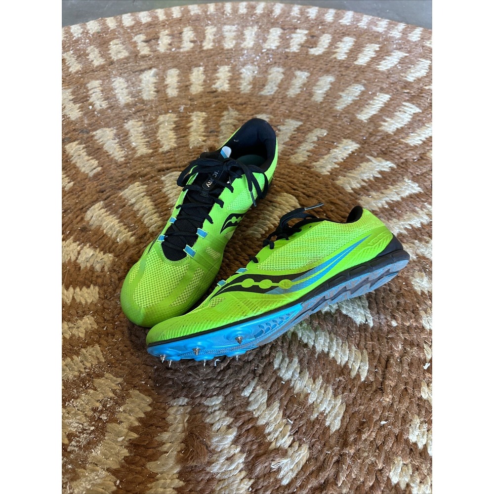 Saucony Velocity 5 Mens Track Spikes Slime Green‎ Blue S29073-2 Mens 12.5